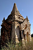 The cluster of red brick temples, named Khay-min-gha on the map on the North plain of Bagan. Myanmar. 